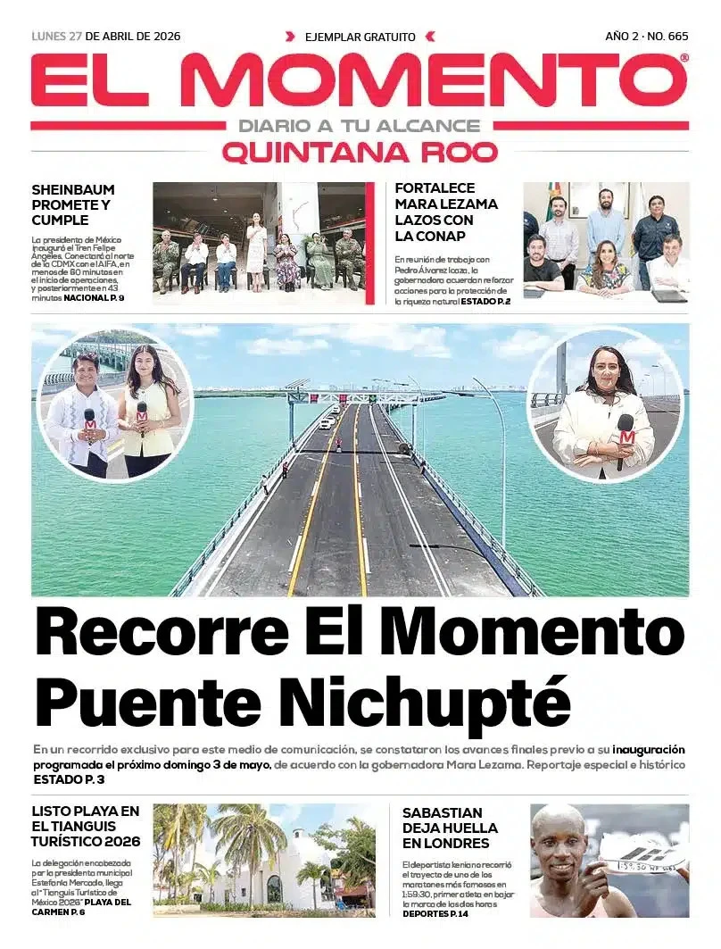Portada de El Momento Quintana Roo del lunes, 27 de abril de 2026