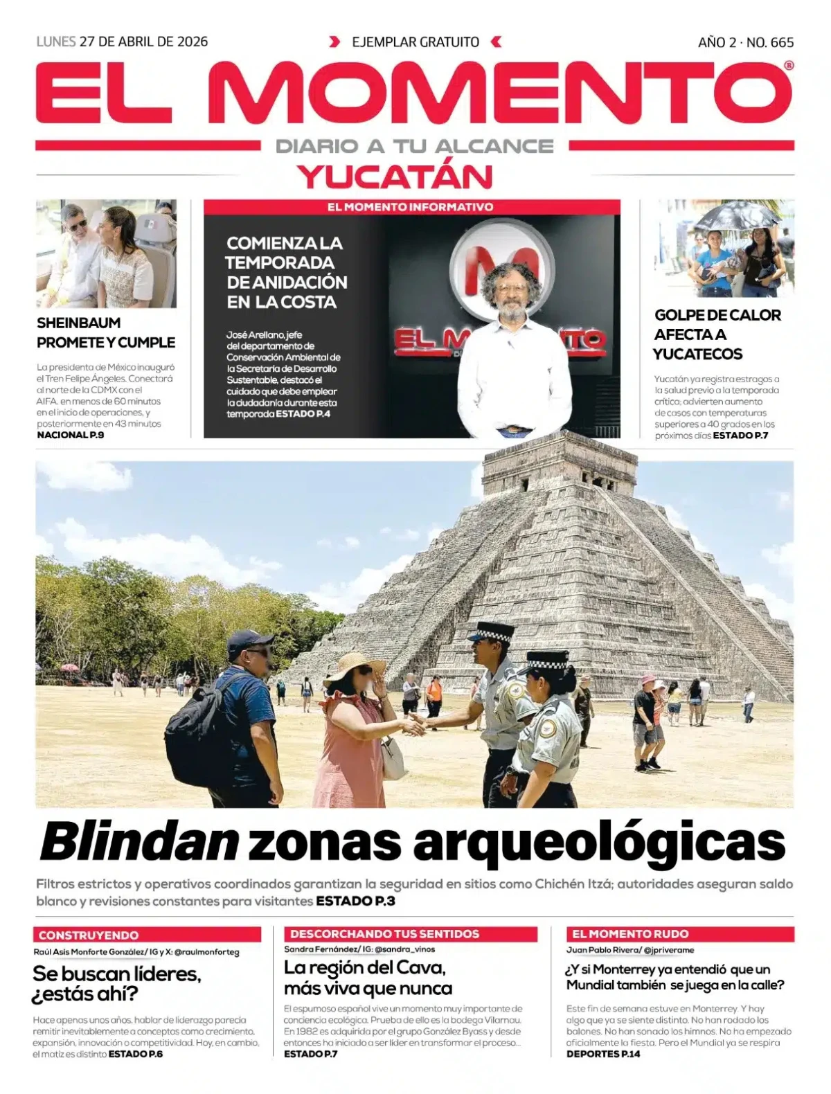 Portada de El Momento Yucatan del lunes, 27 de abril de 2026