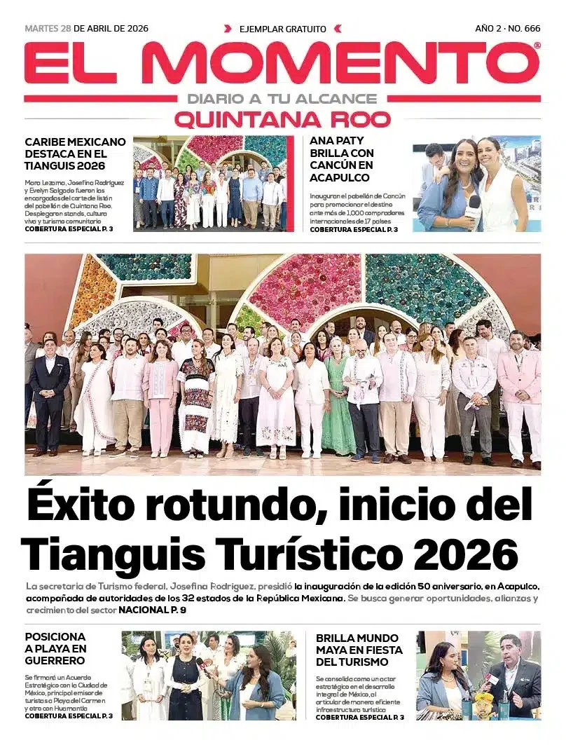 Portada de El Momento Quintana Roo del martes, 28 de abril de 2026