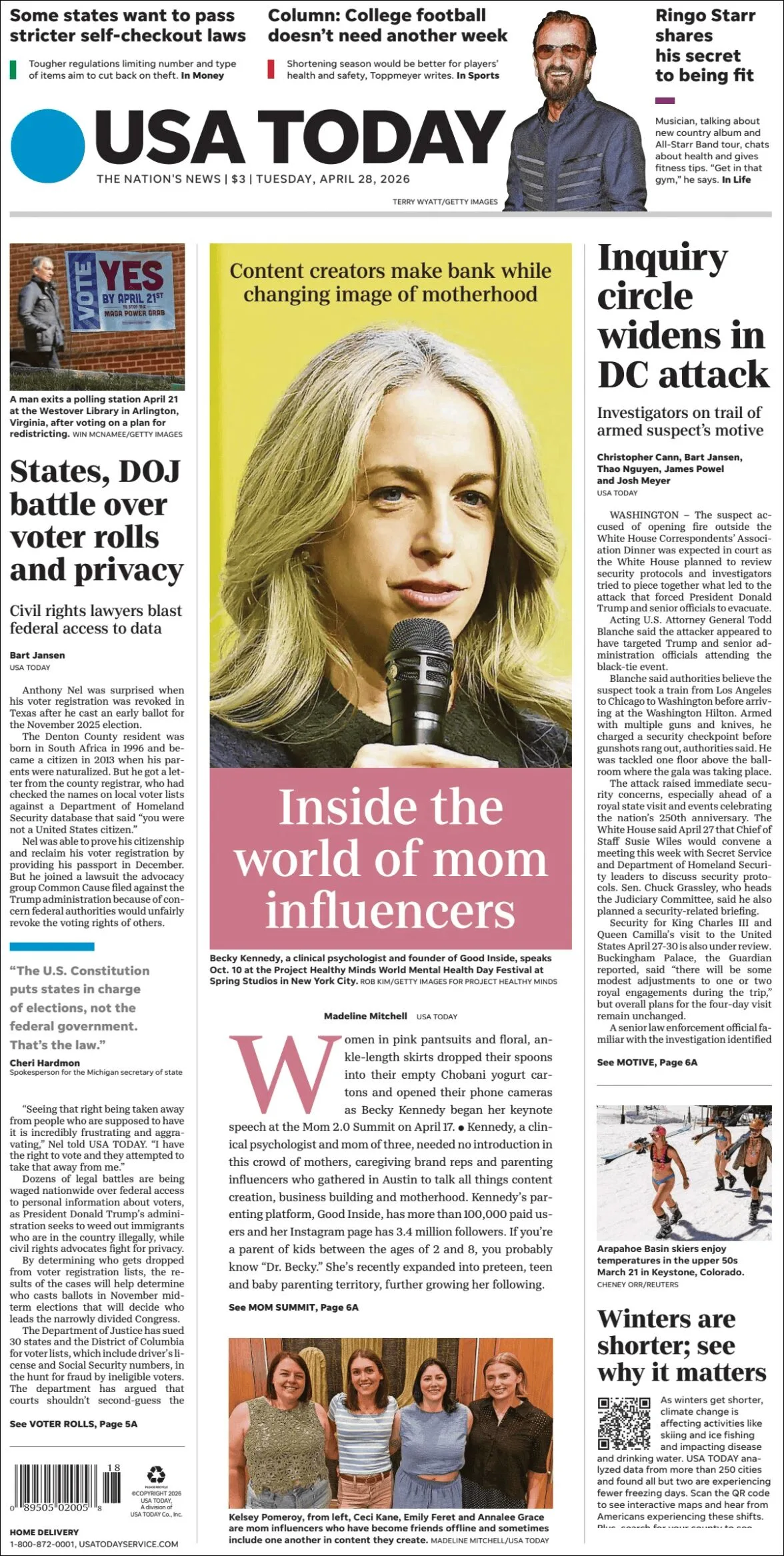 Portada de Usa Today
