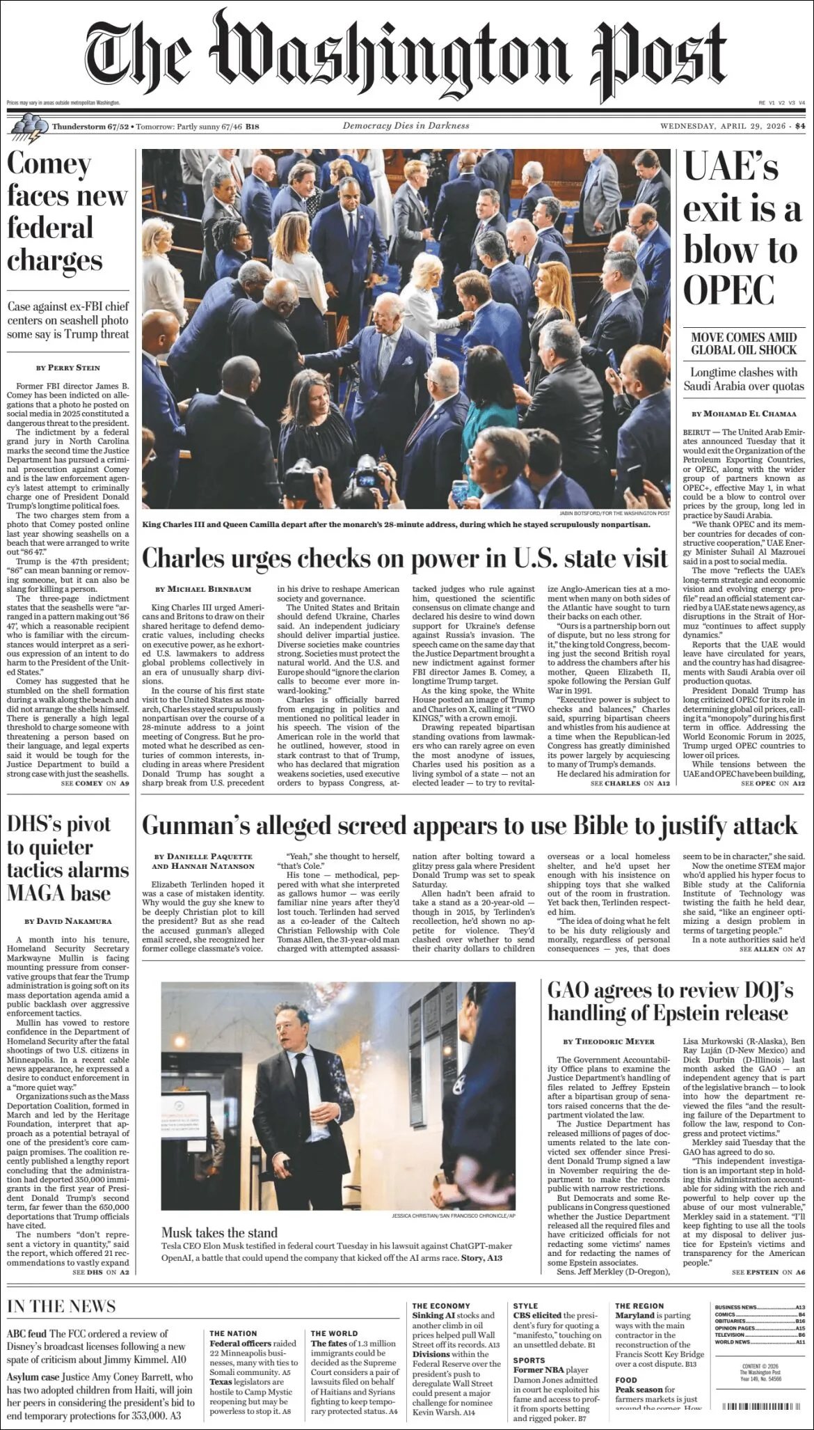 Portada de The Washington Post