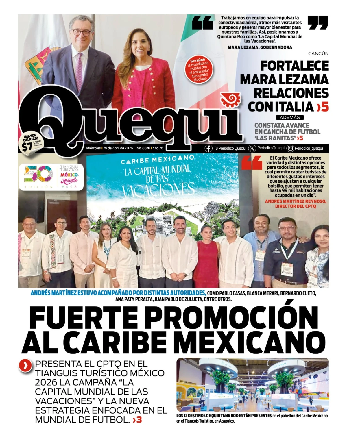 Portada de Quequi del miércoles, 29 de abril de 2026