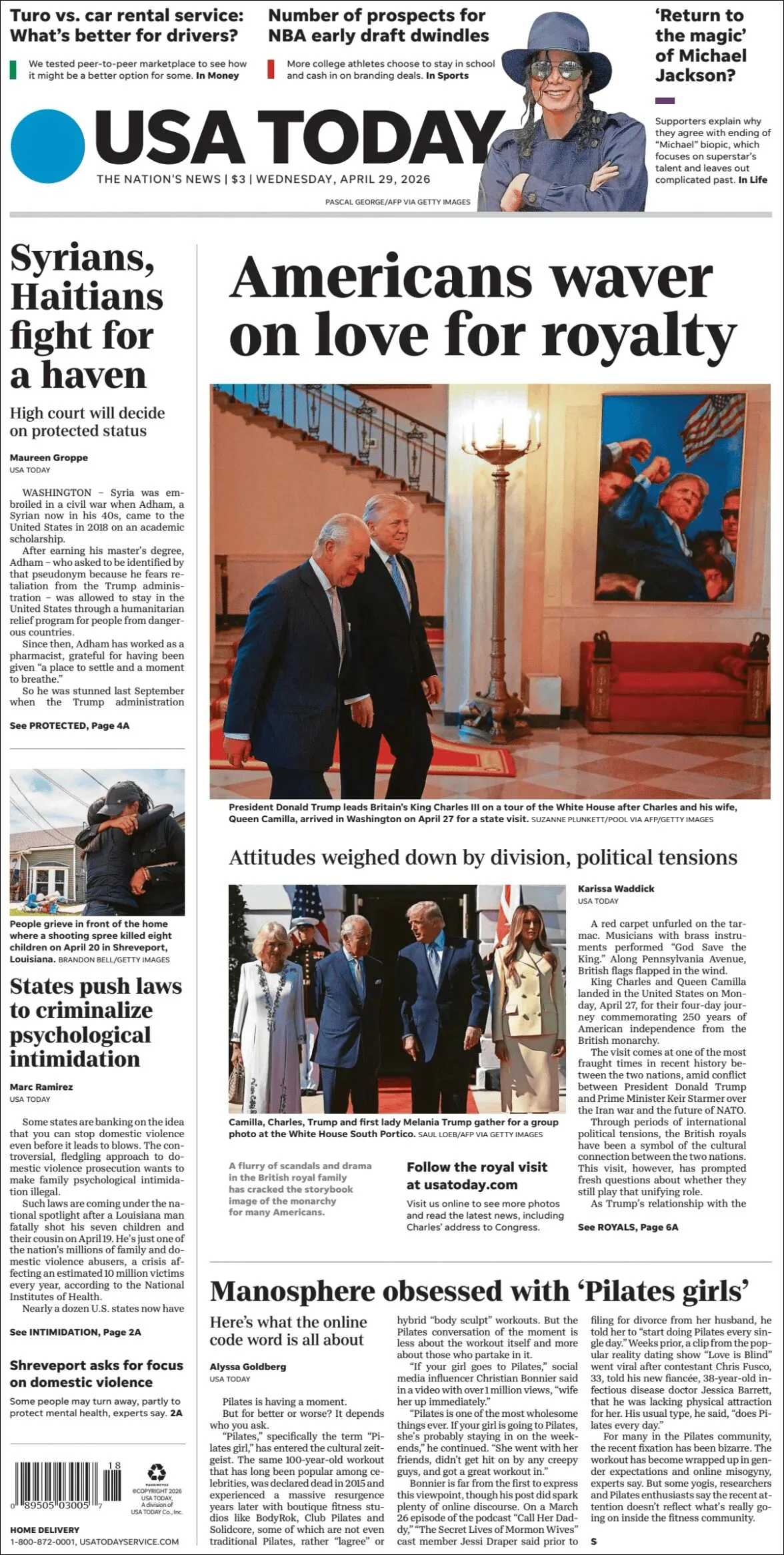 Portada de Usa Today