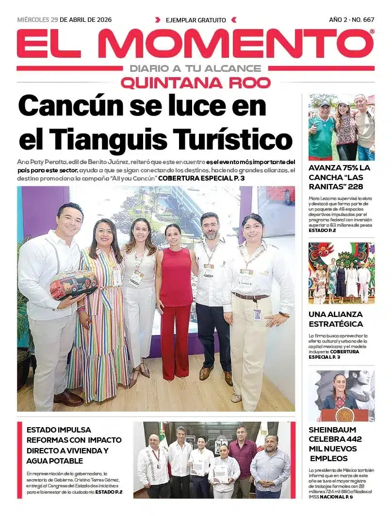 Portada de El Momento Quintana Roo del miércoles, 29 de abril de 2026