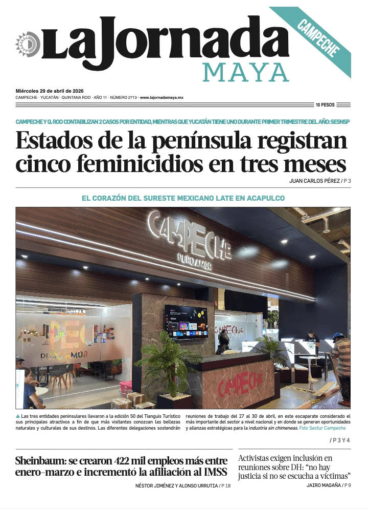 Portada de La Jornada Maya Campeche del miércoles, 29 de abril de 2026