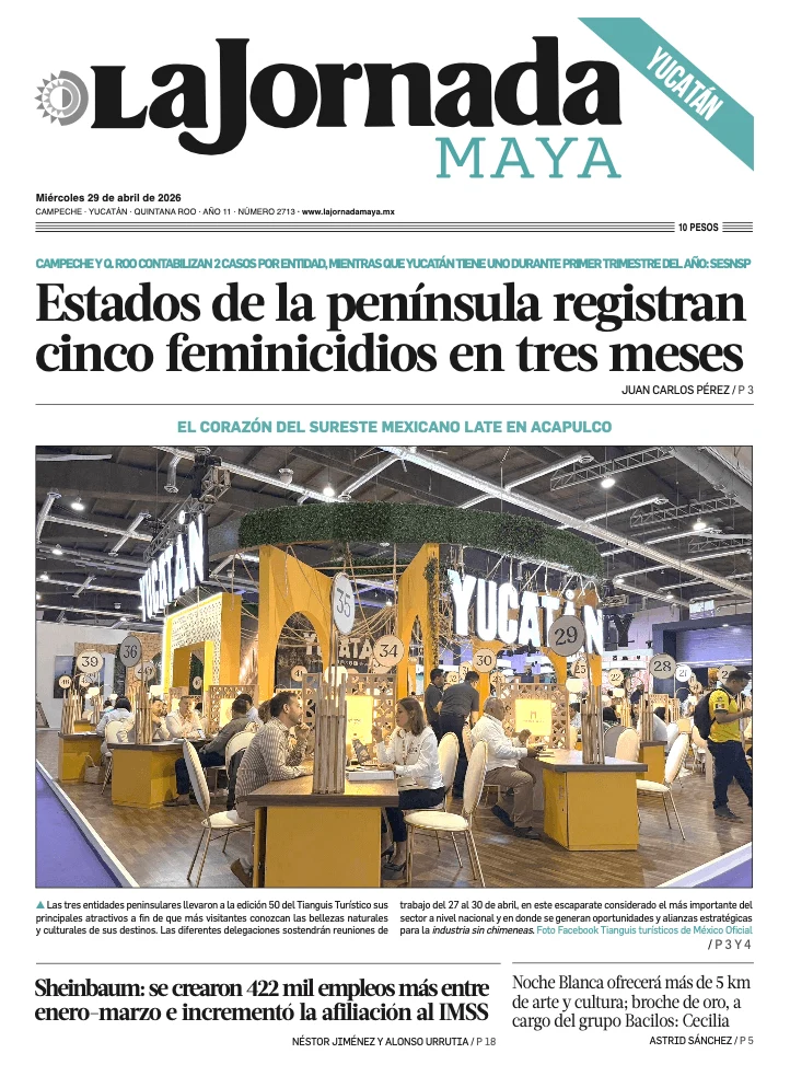 Portada de La Jornada Maya Yucatán del miércoles, 29 de abril de 2026