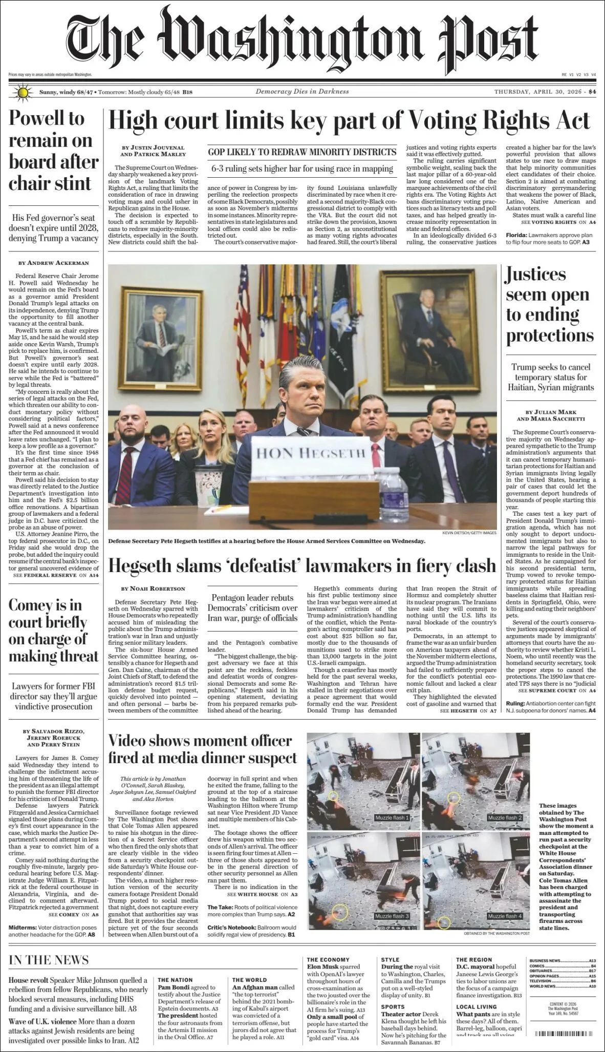 Portada de The Washington Post