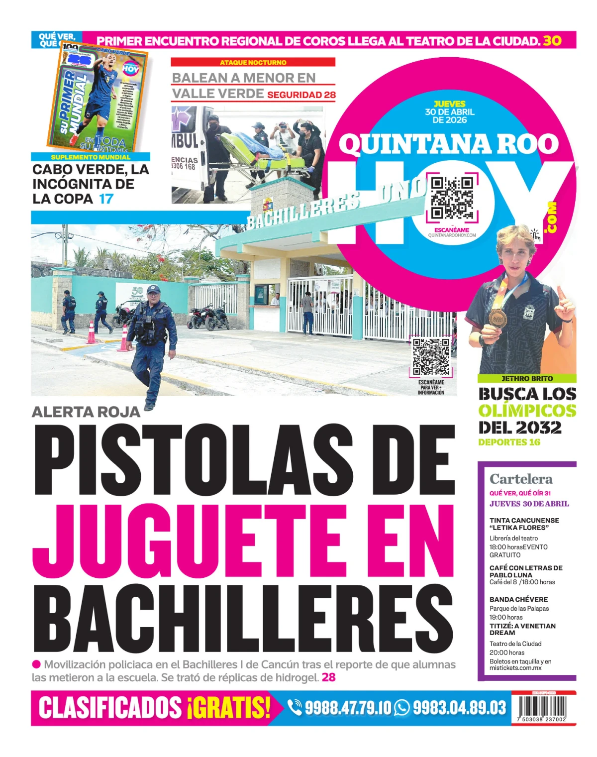 Portada de Quintana Roo Hoy (contraportada)