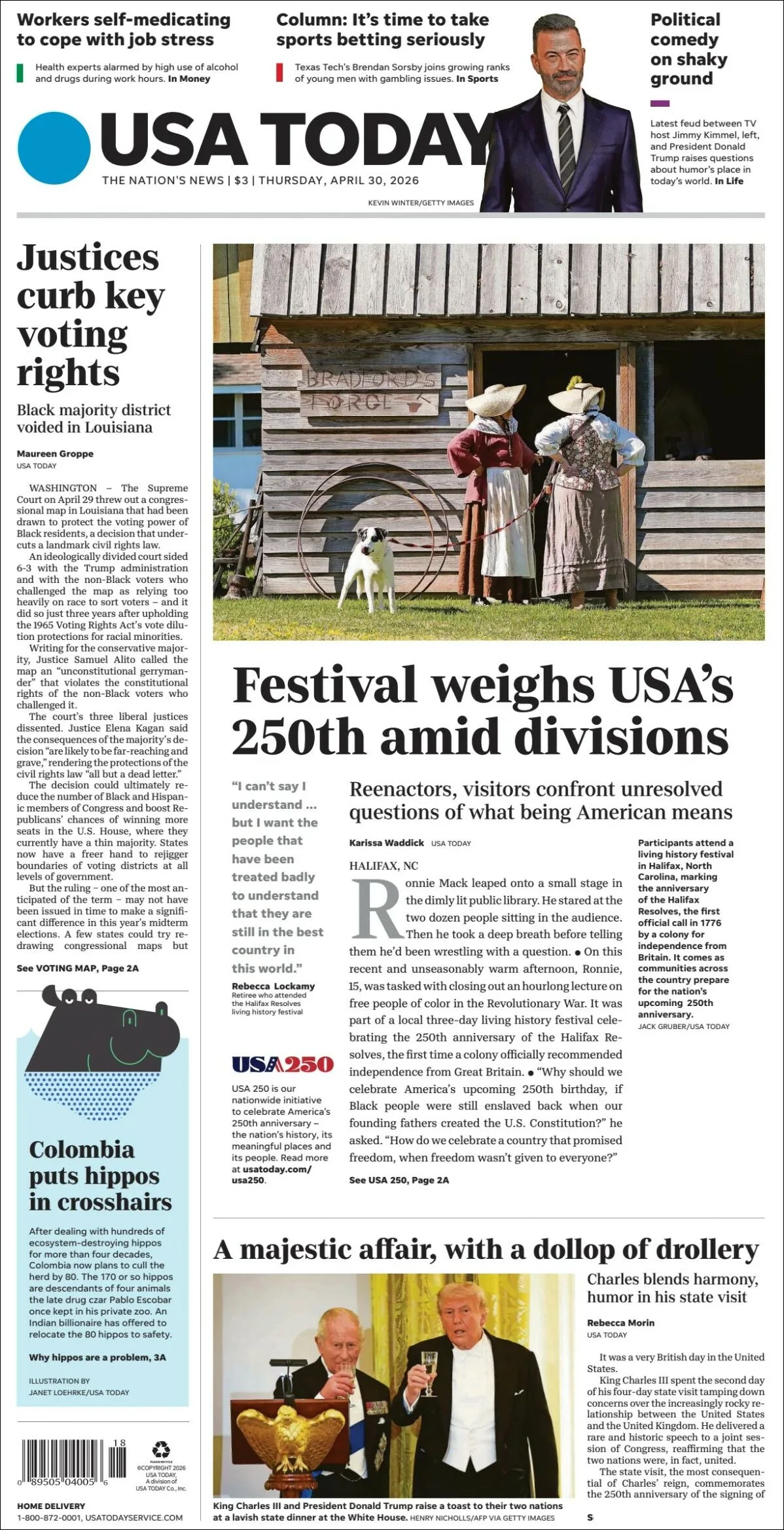 Portada de Usa Today