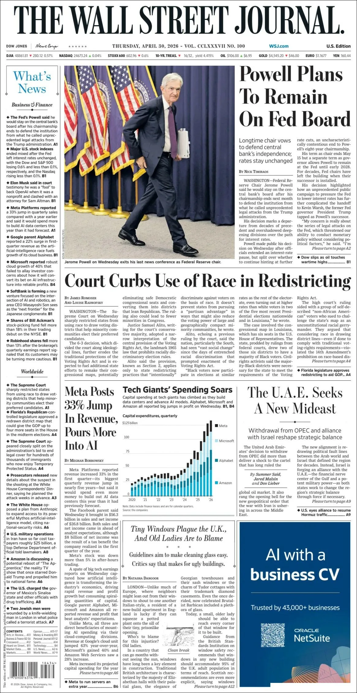 Portada de The Wall Street Journal