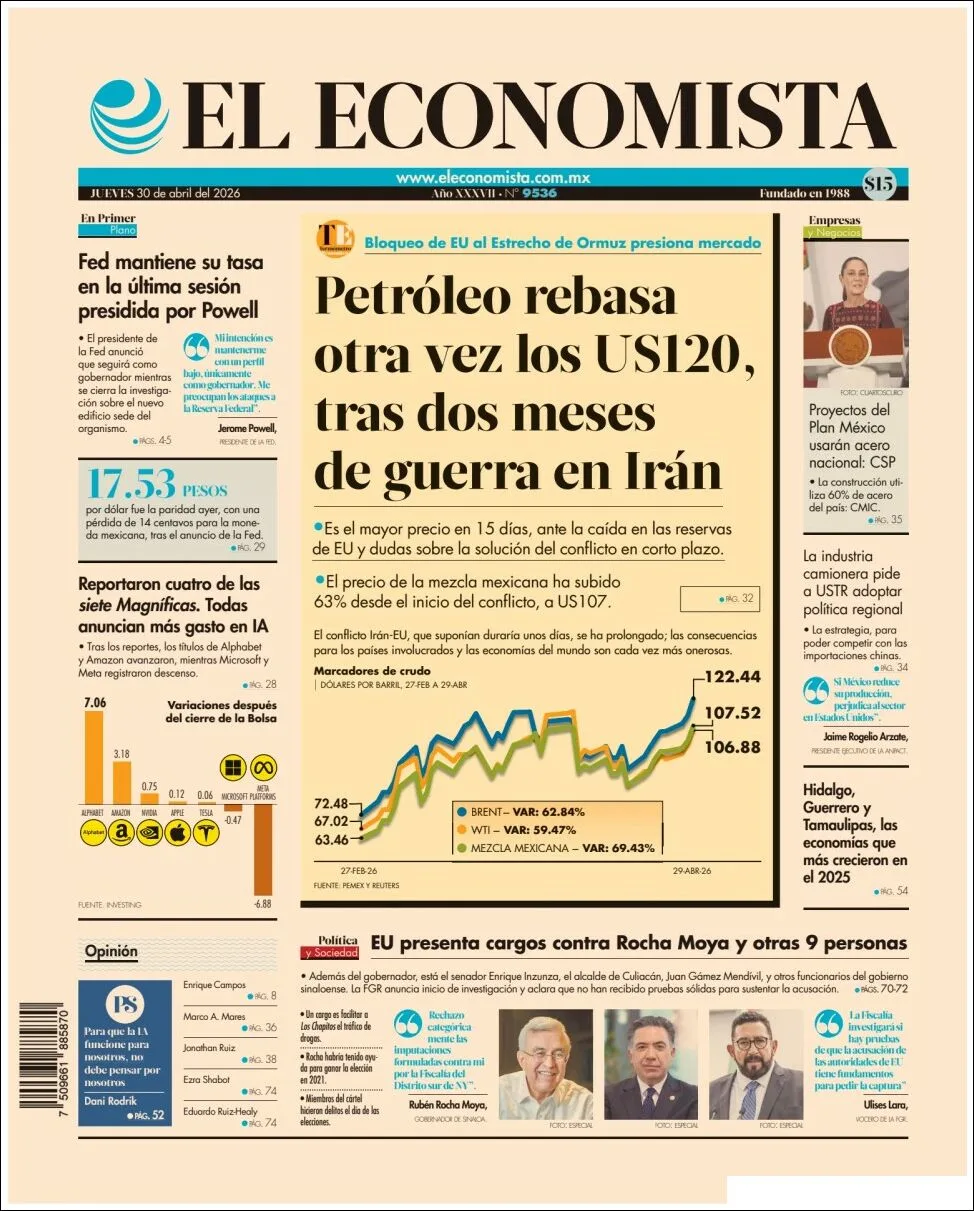 Portada de El Economista del jueves, 30 de abril de 2026