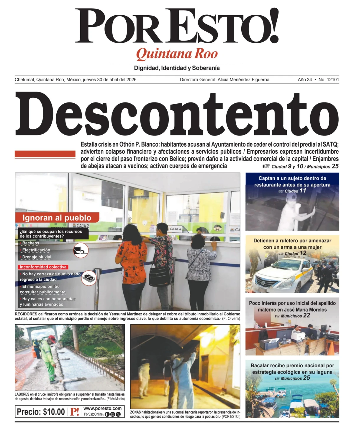 Portada de Por Esto (quintana Roo Chetumal)