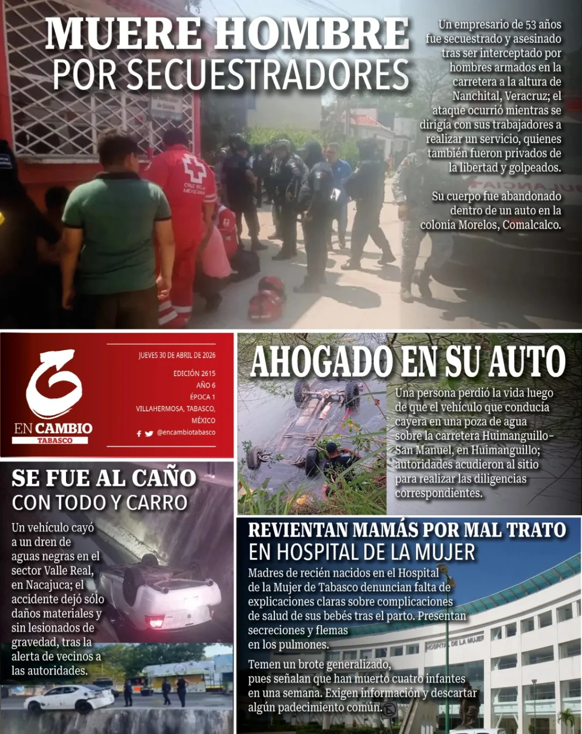 Portada de En Cambio - Tabasco (contraportada) del jueves, 30 de abril de 2026