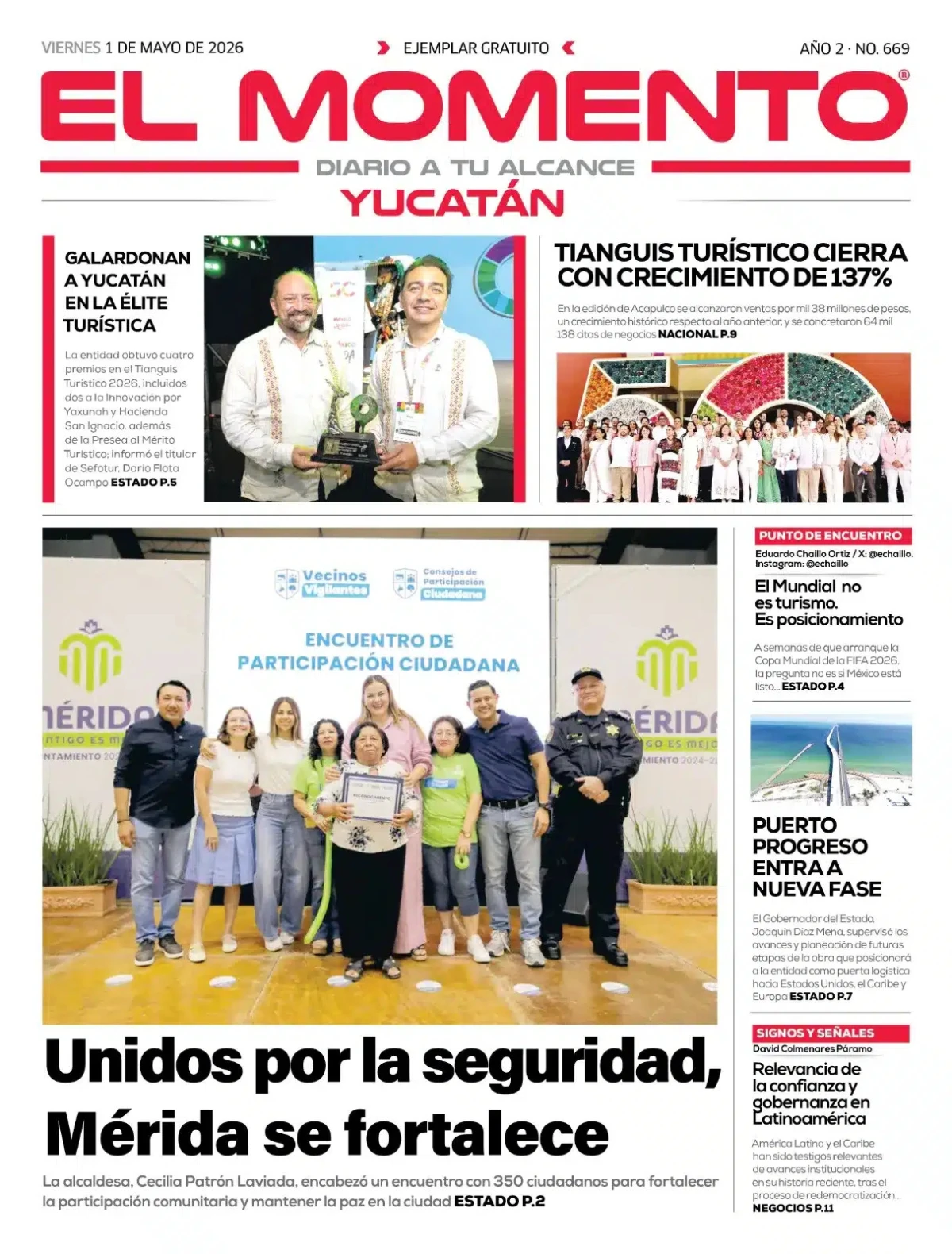 Portada de El Momento Yucatan del viernes, 1 de mayo de 2026