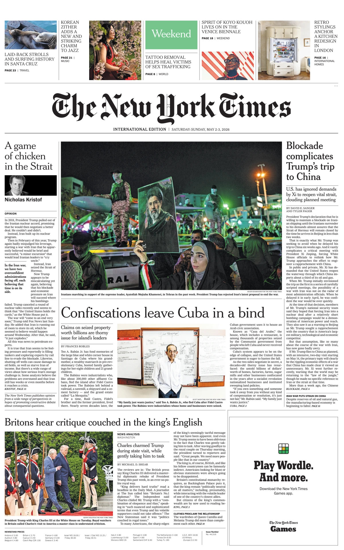 Portada de The New York Times (international)