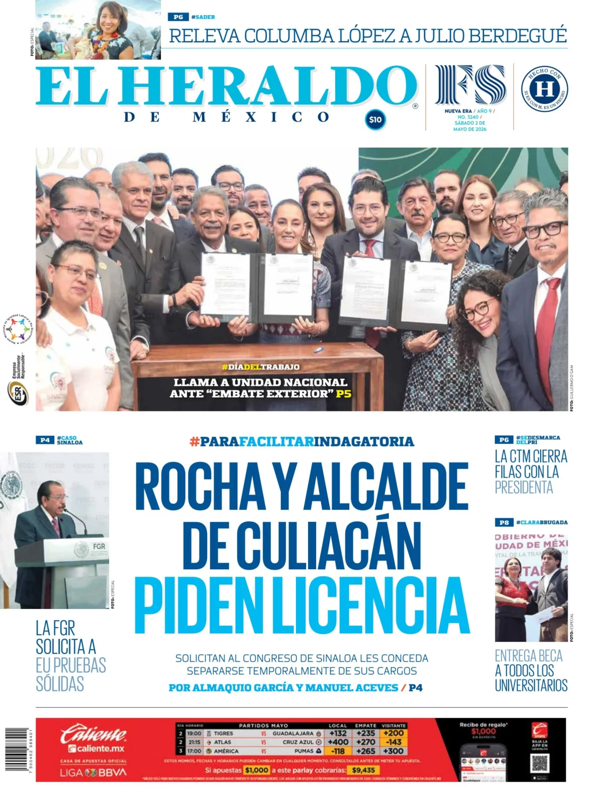 Portada de El Heraldo de Mexico