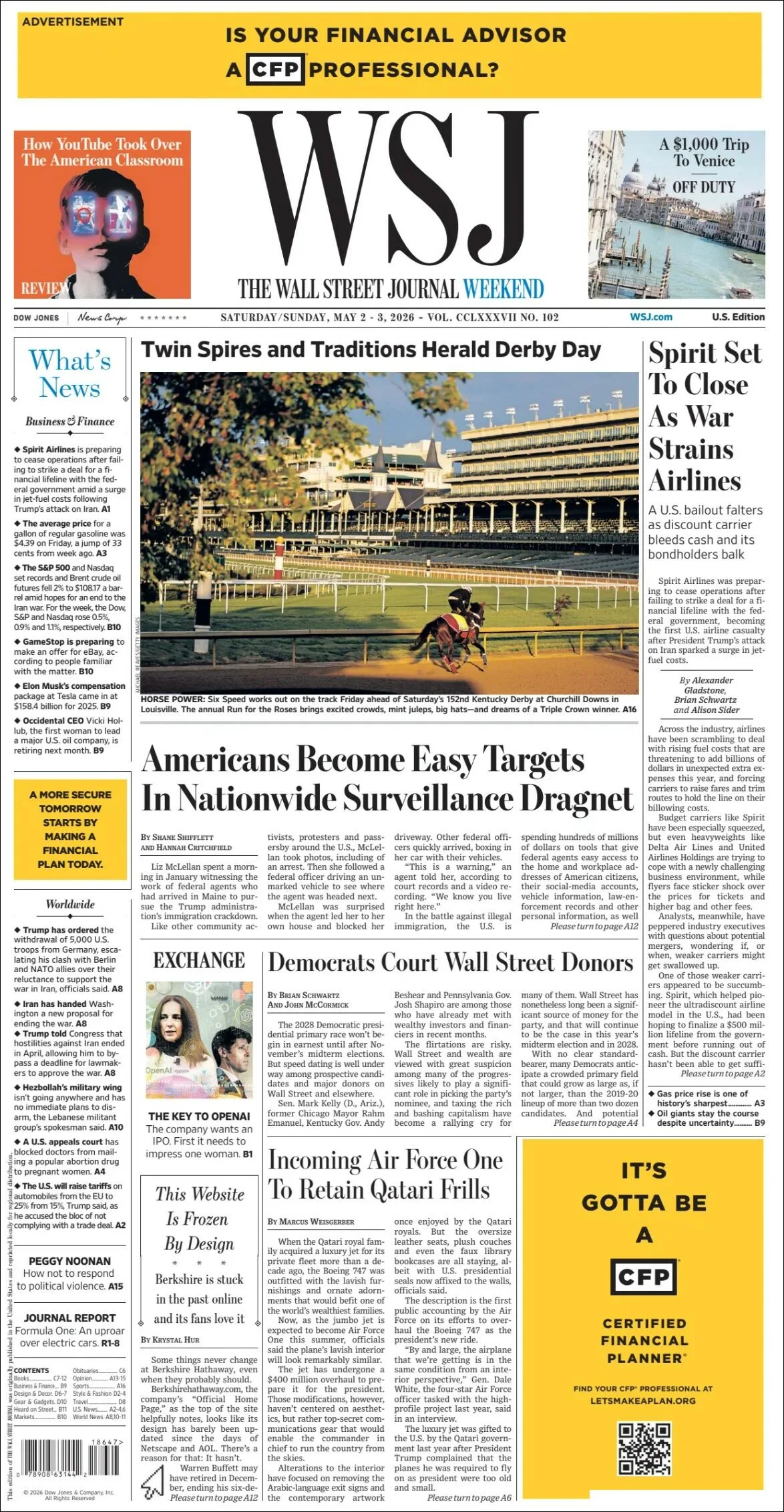 Portada de The Wall Street Journal