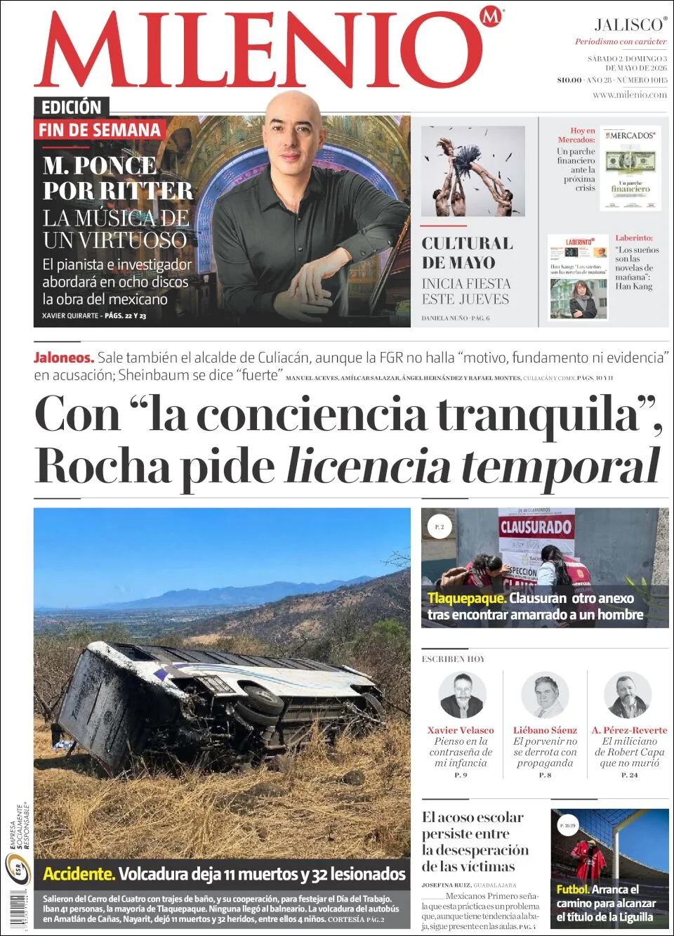 Portada de Milenio Jalisco del sábado, 2 de mayo de 2026