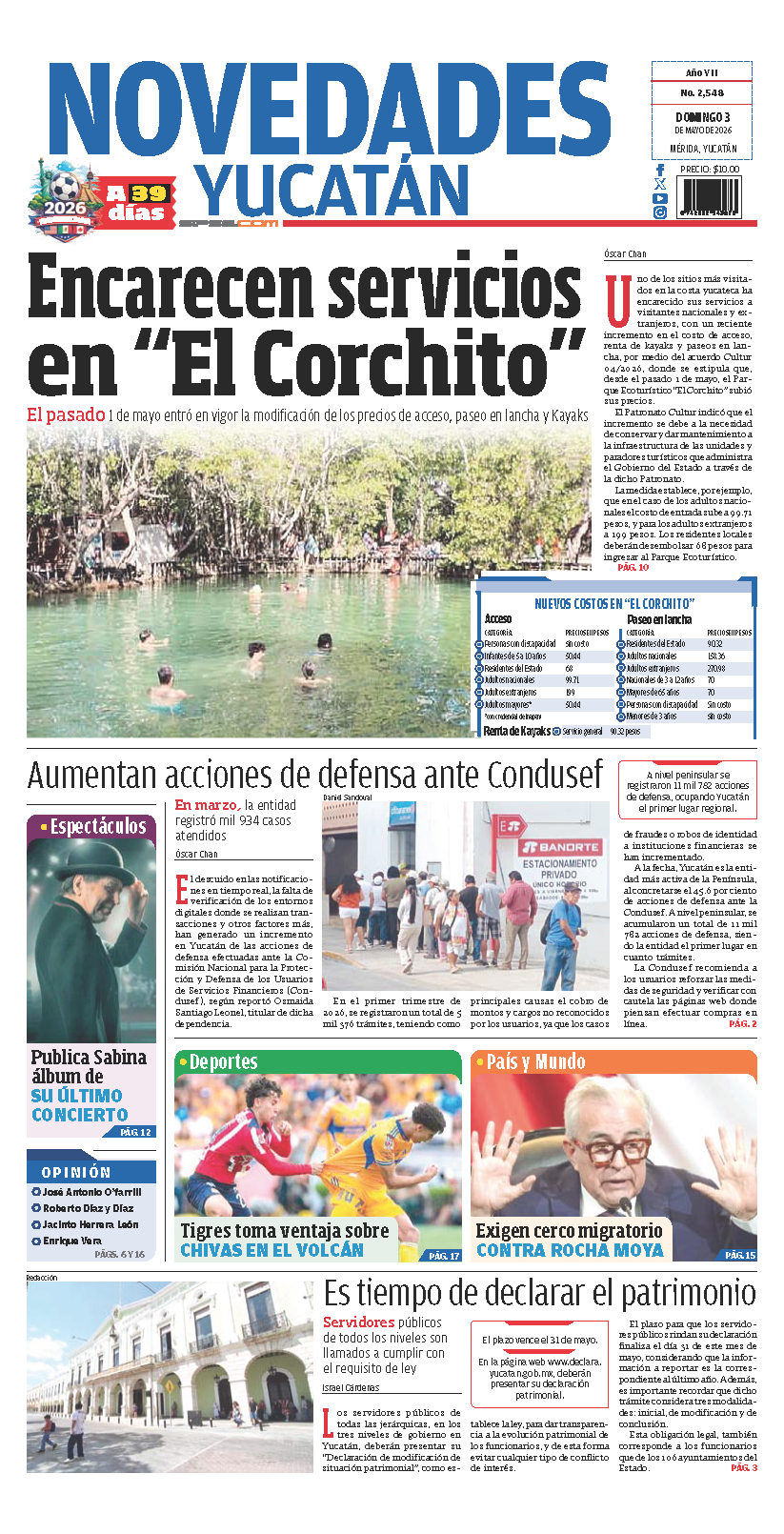Portada de Novedades Yucatan