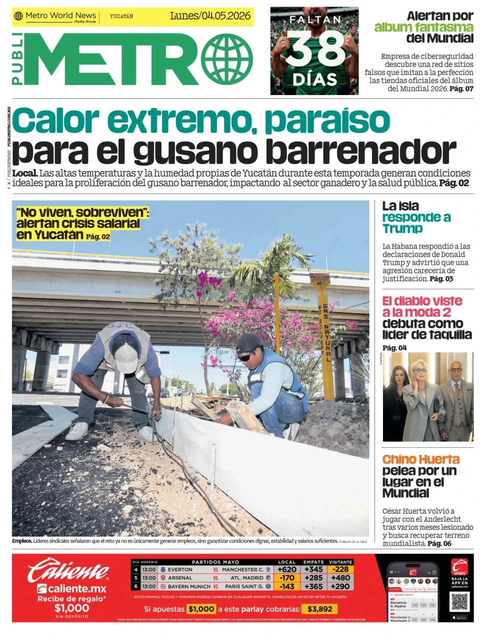 Portada de Publimetro Merida del lunes, 4 de mayo de 2026