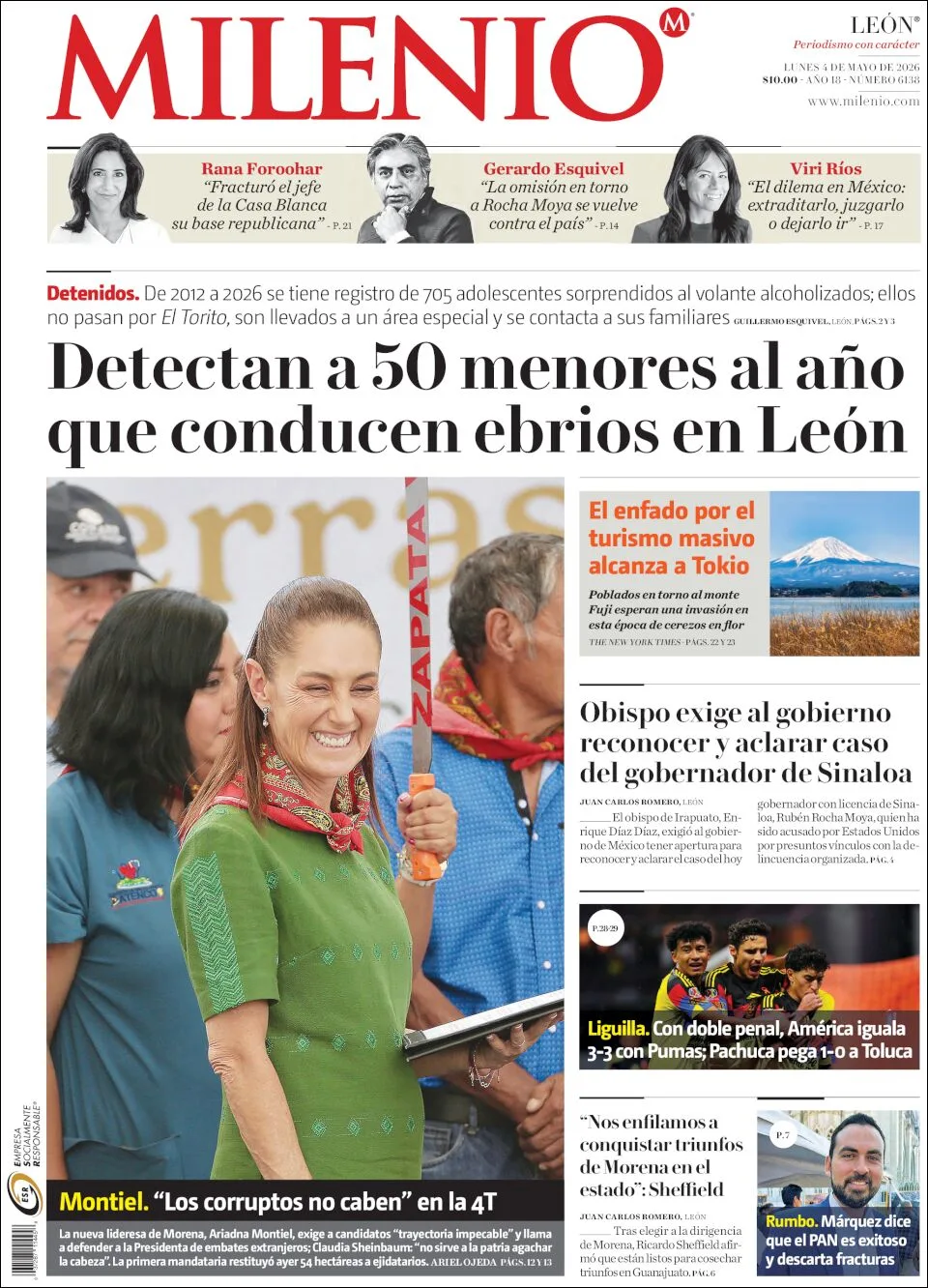 Portada de Milenio Leon del lunes, 4 de mayo de 2026