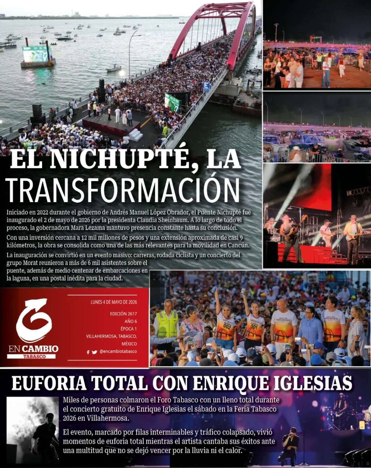 Portada de En Cambio - Tabasco (contraportada) del lunes, 4 de mayo de 2026