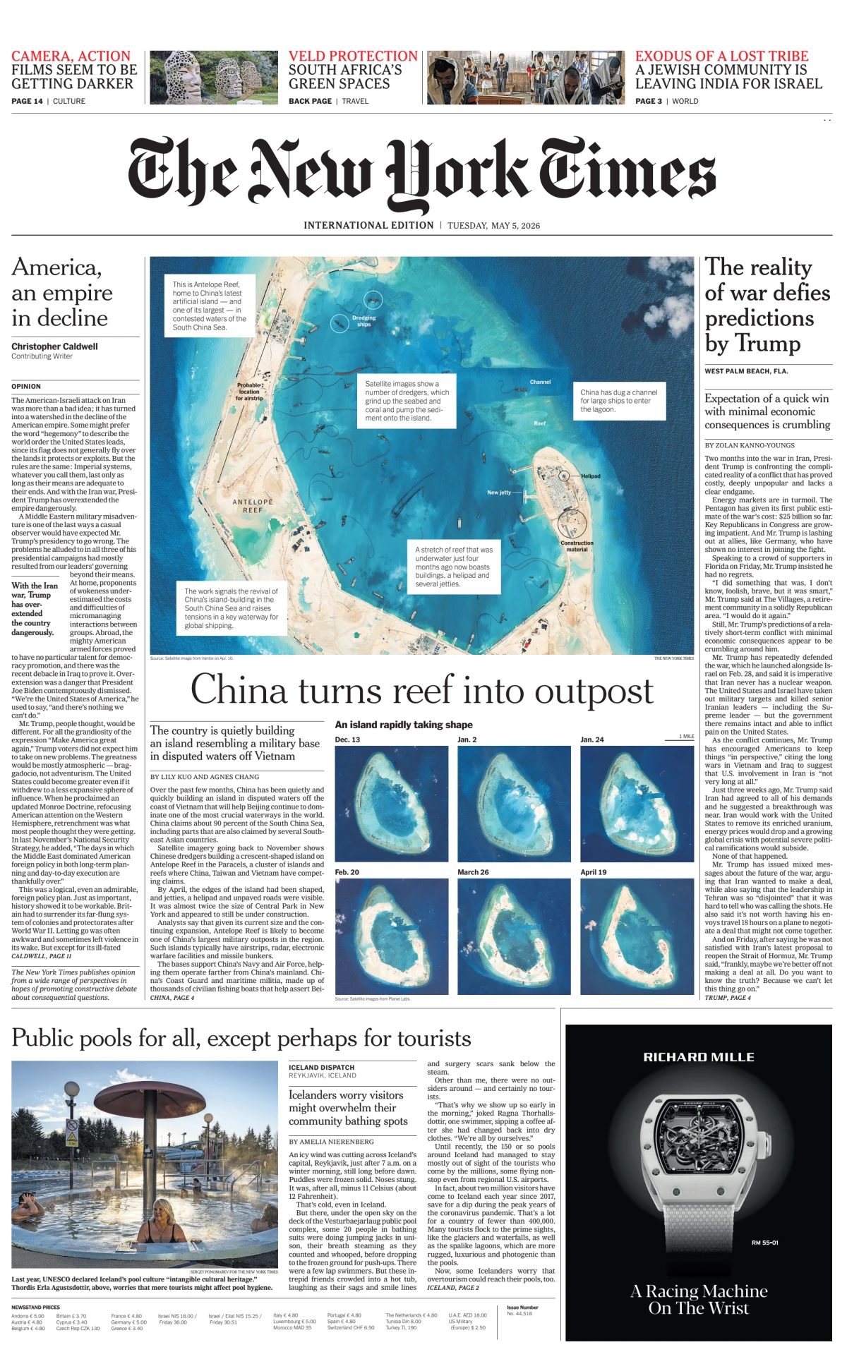 Portada de The New York Times (international) del martes, 5 de mayo de 2026