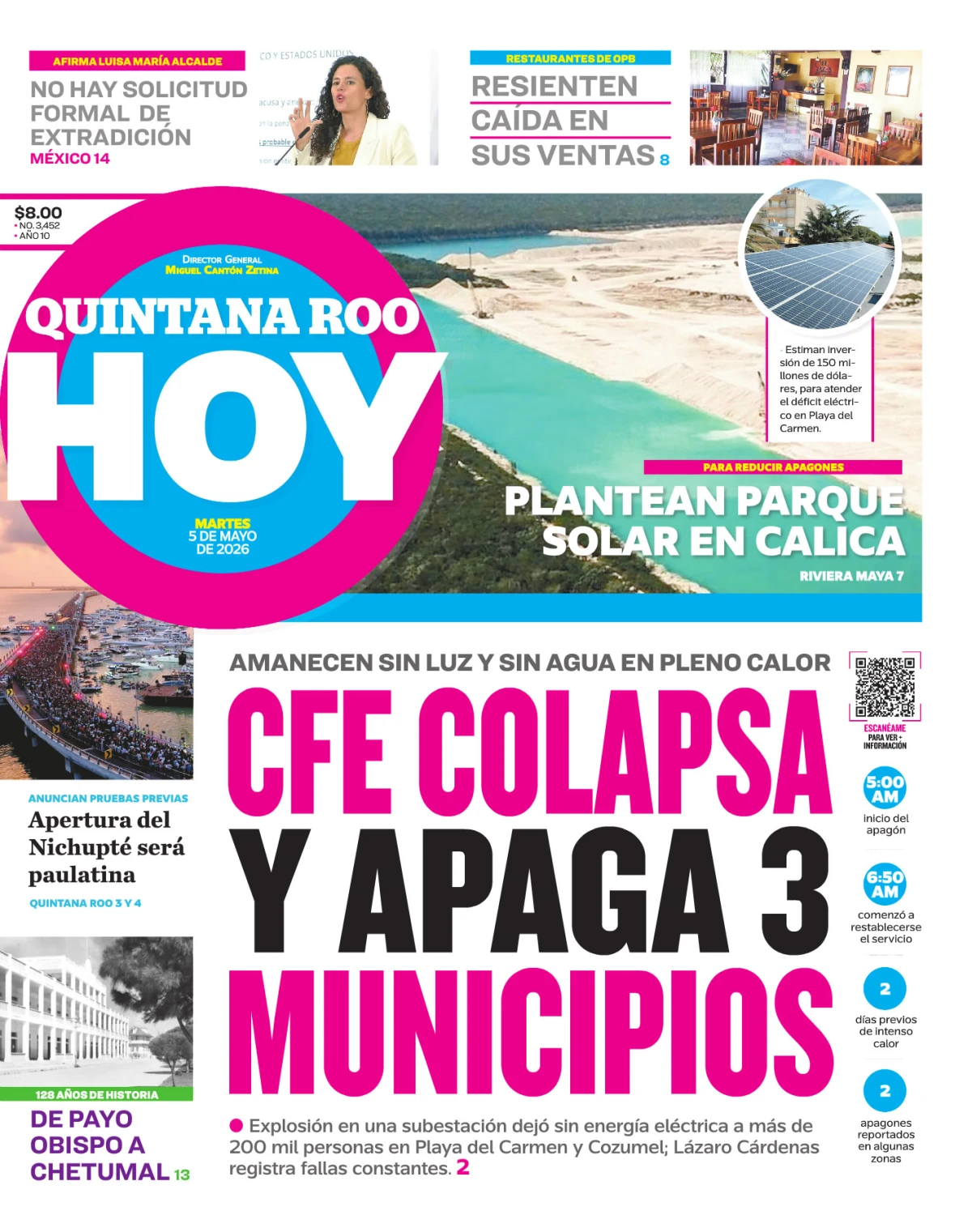 Portada de Quintana Roo Hoy (portada)