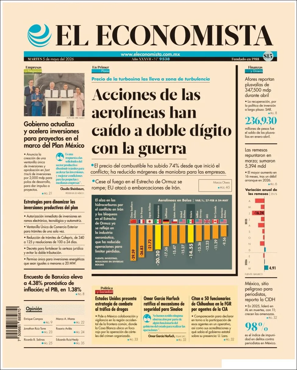 Portada de El Economista del martes, 5 de mayo de 2026