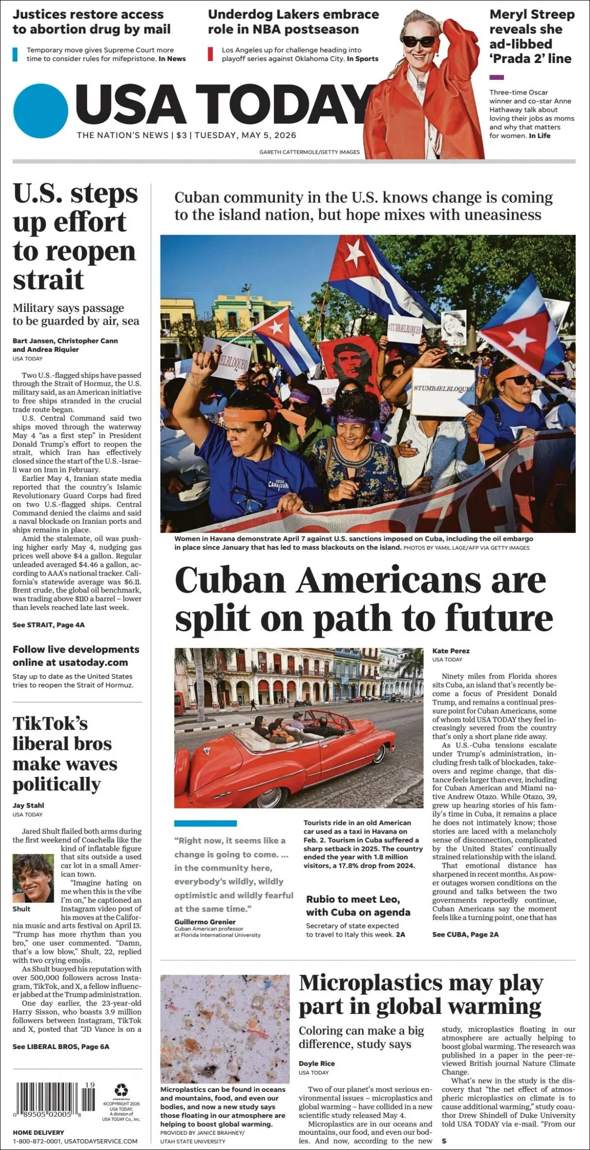 Portada de Usa Today