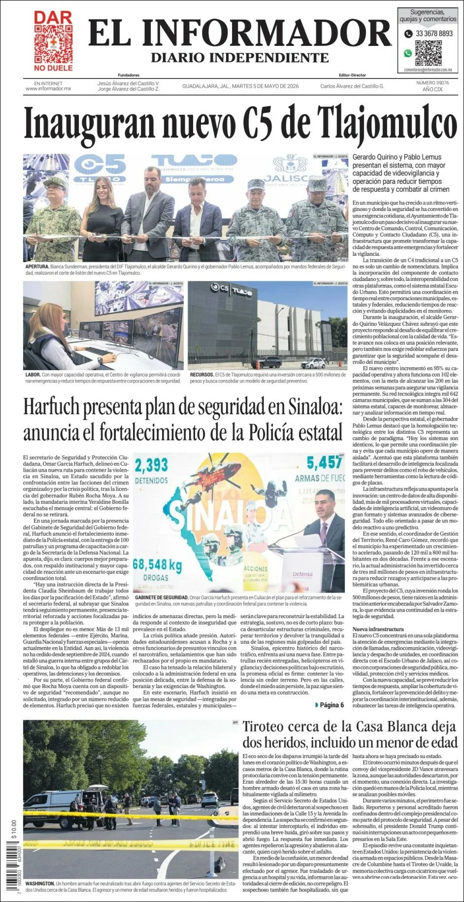 Portada de El Informador del martes, 5 de mayo de 2026