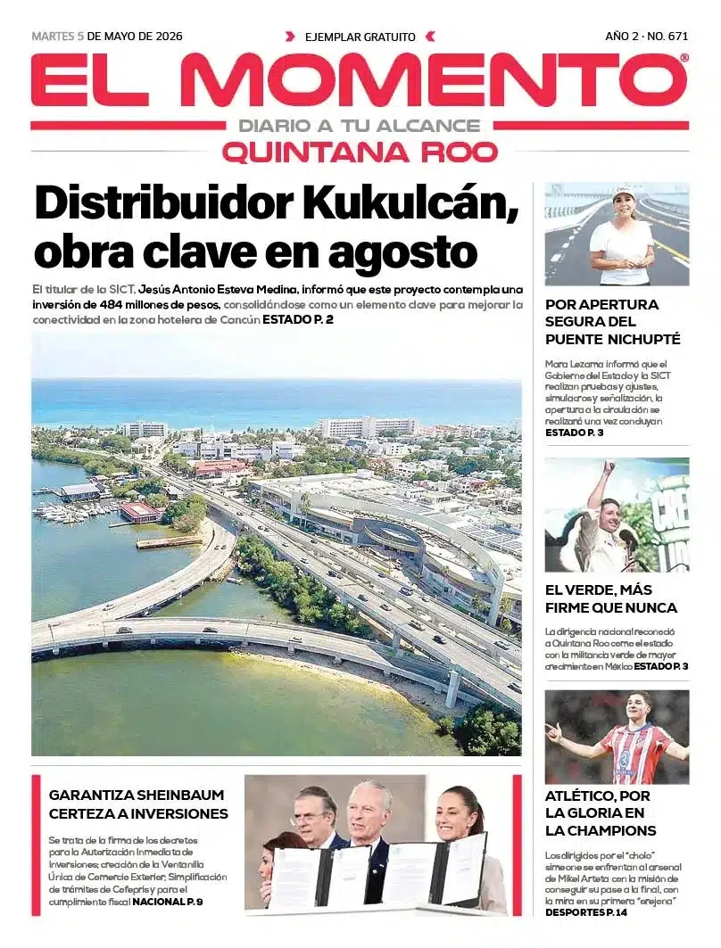 Portada de El Momento Quintana Roo del martes, 5 de mayo de 2026