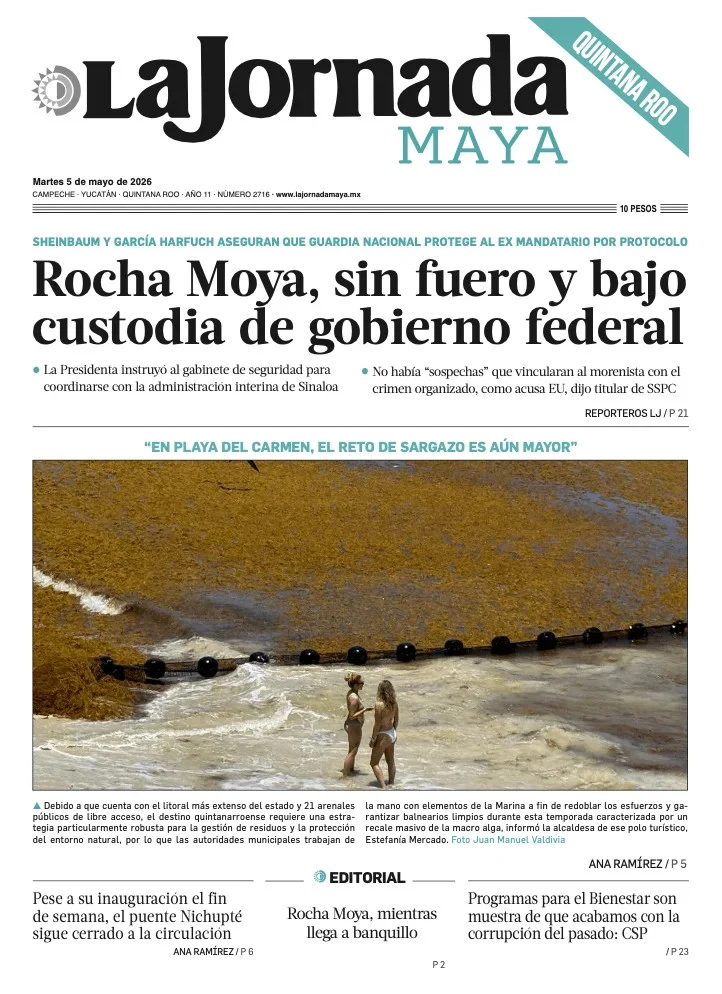 Portada de La Jornada Maya Quintana Roo del martes, 5 de mayo de 2026