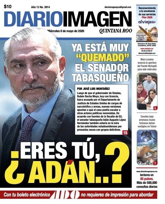 Portada de Diario Imagen Quintana Roo del miércoles, 6 de mayo de 2026