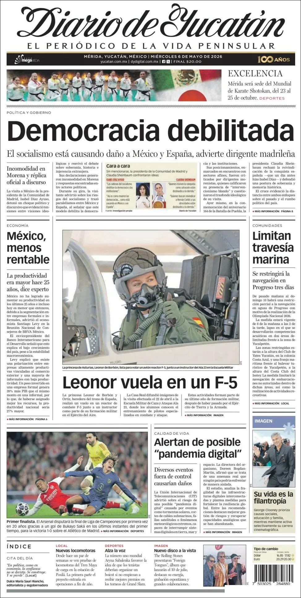 Portada de Diario de Yucatán del miércoles, 6 de mayo de 2026
