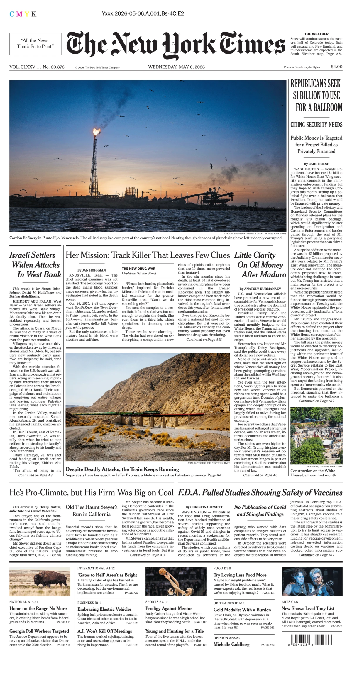 Portada de The New York Times (national) del miércoles, 6 de mayo de 2026