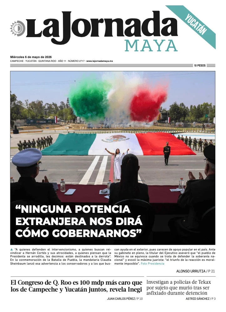 Portada de La Jornada Maya Yucatán del miércoles, 6 de mayo de 2026