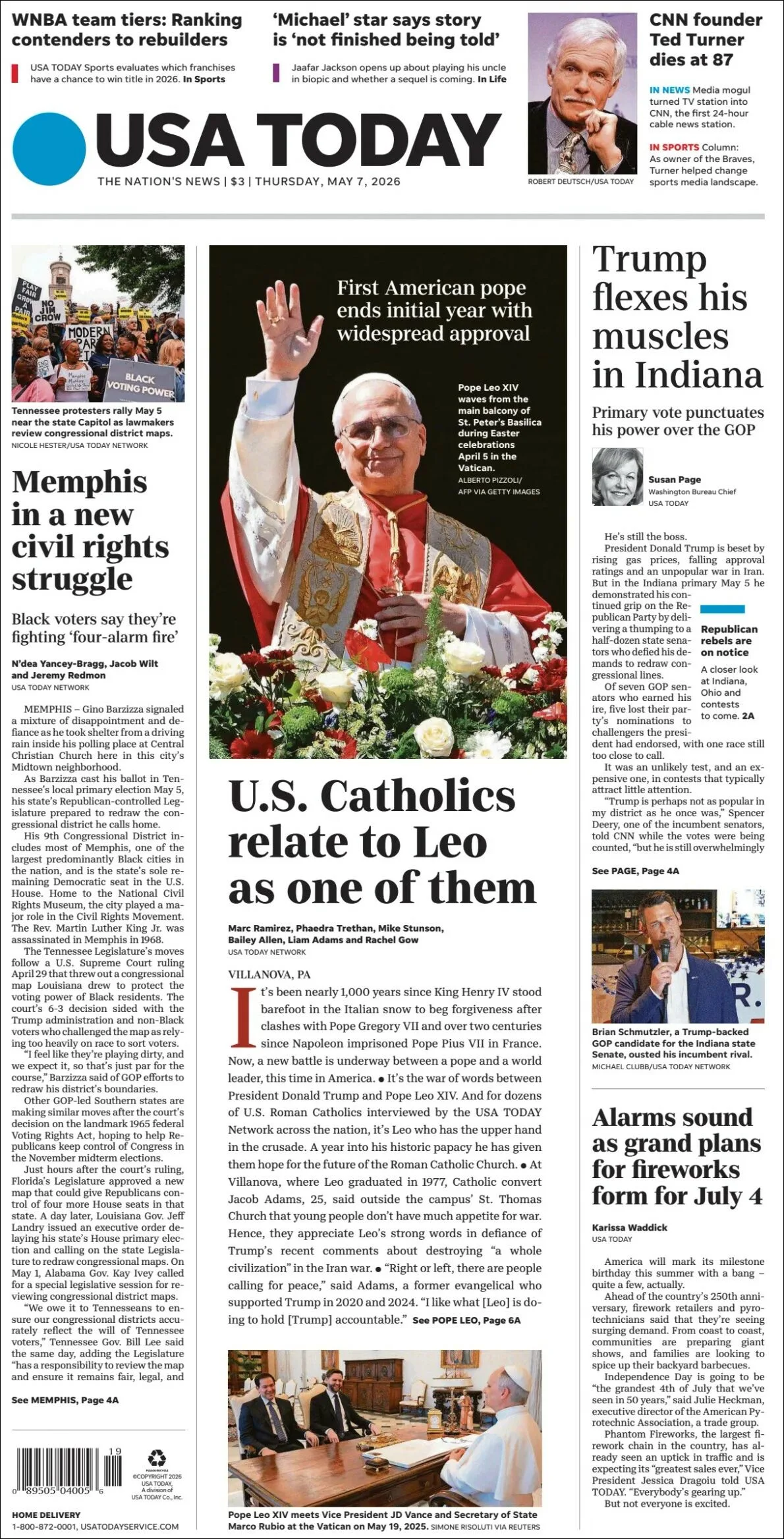 Portada de Usa Today
