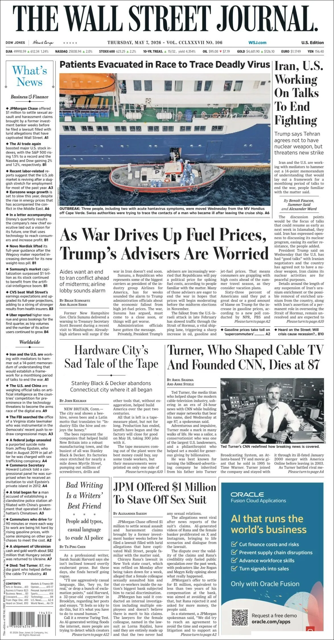 Portada de The Wall Street Journal
