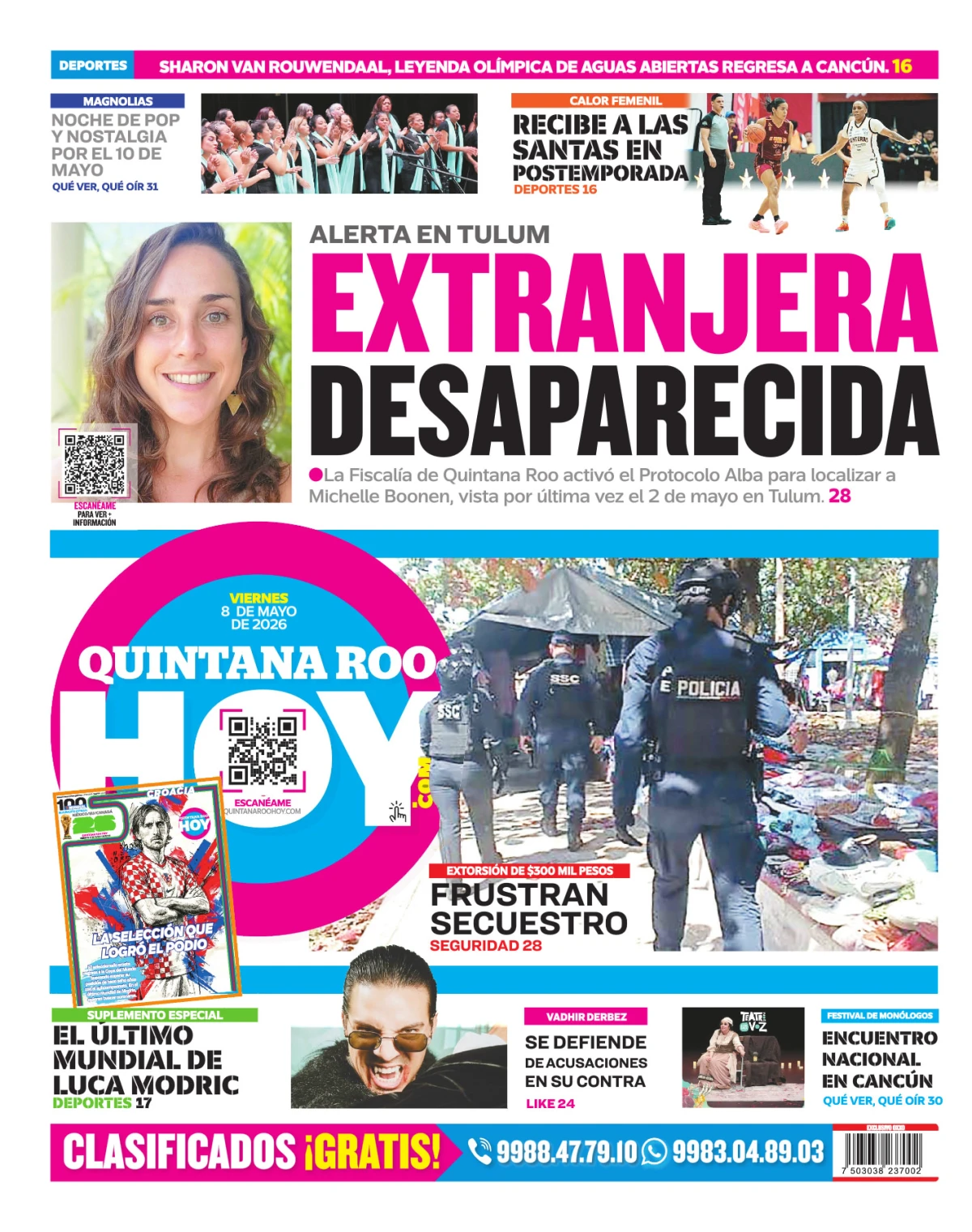 Portada de Quintana Roo Hoy (contraportada)