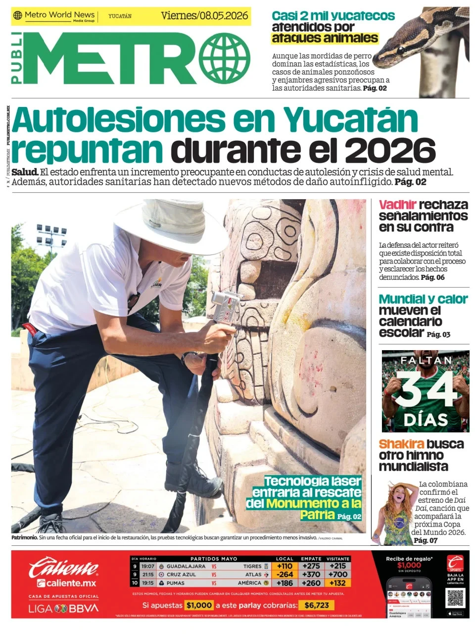 Portada de Publimetro Merida del viernes, 8 de mayo de 2026