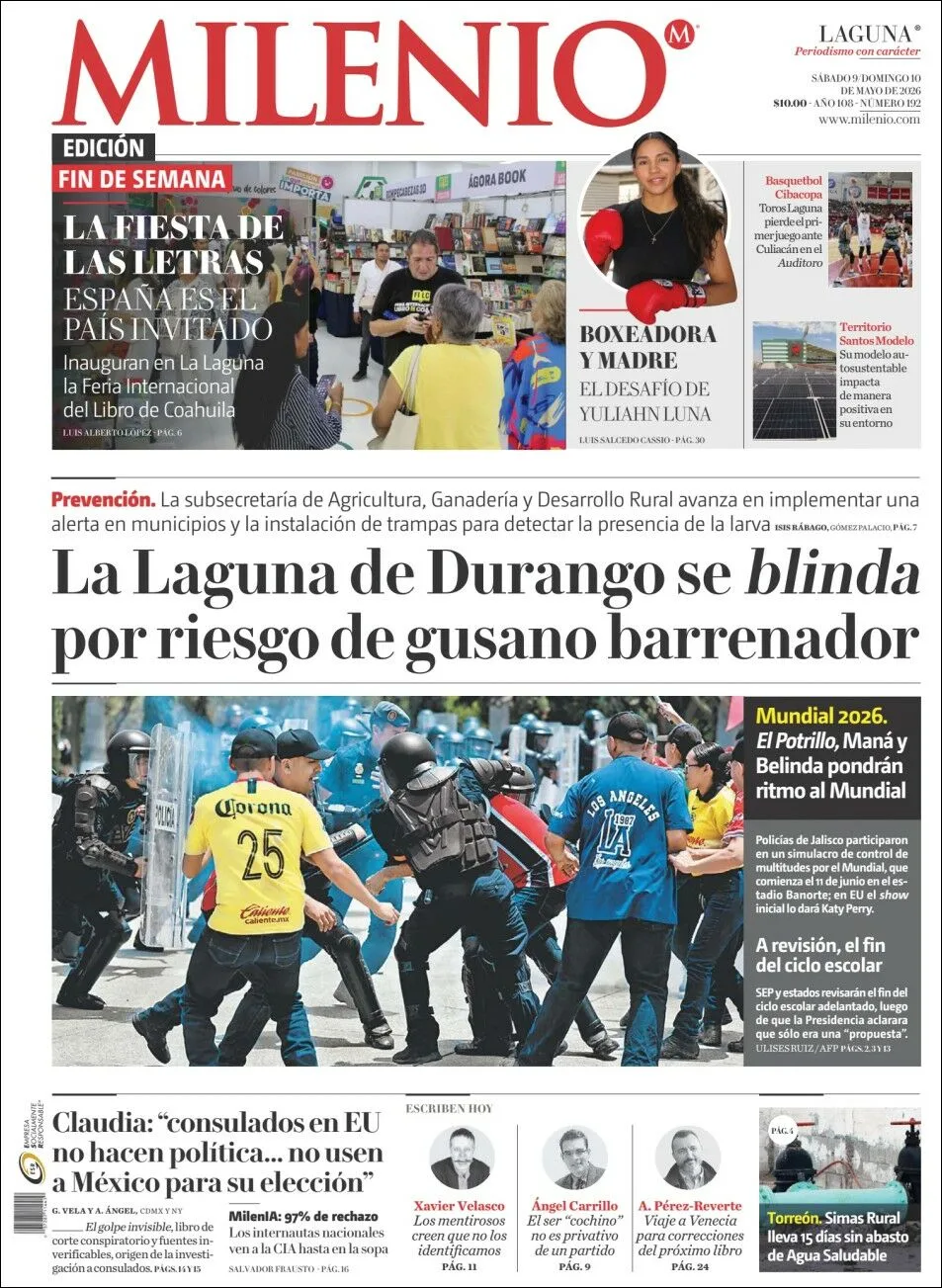 Portada de Milenio Laguna del sábado, 9 de mayo de 2026