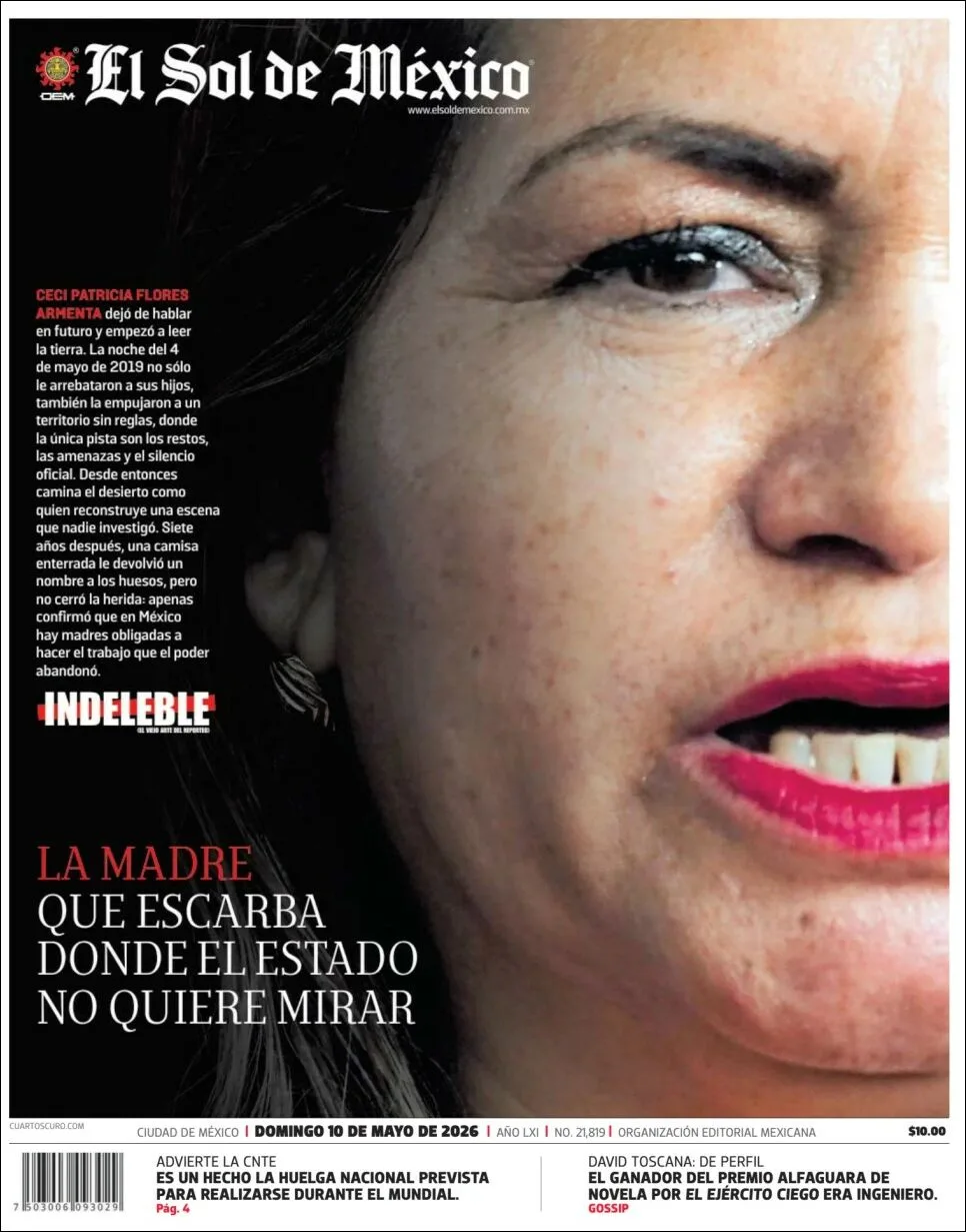 Portada de El Sol de Mexico del domingo, 10 de mayo de 2026