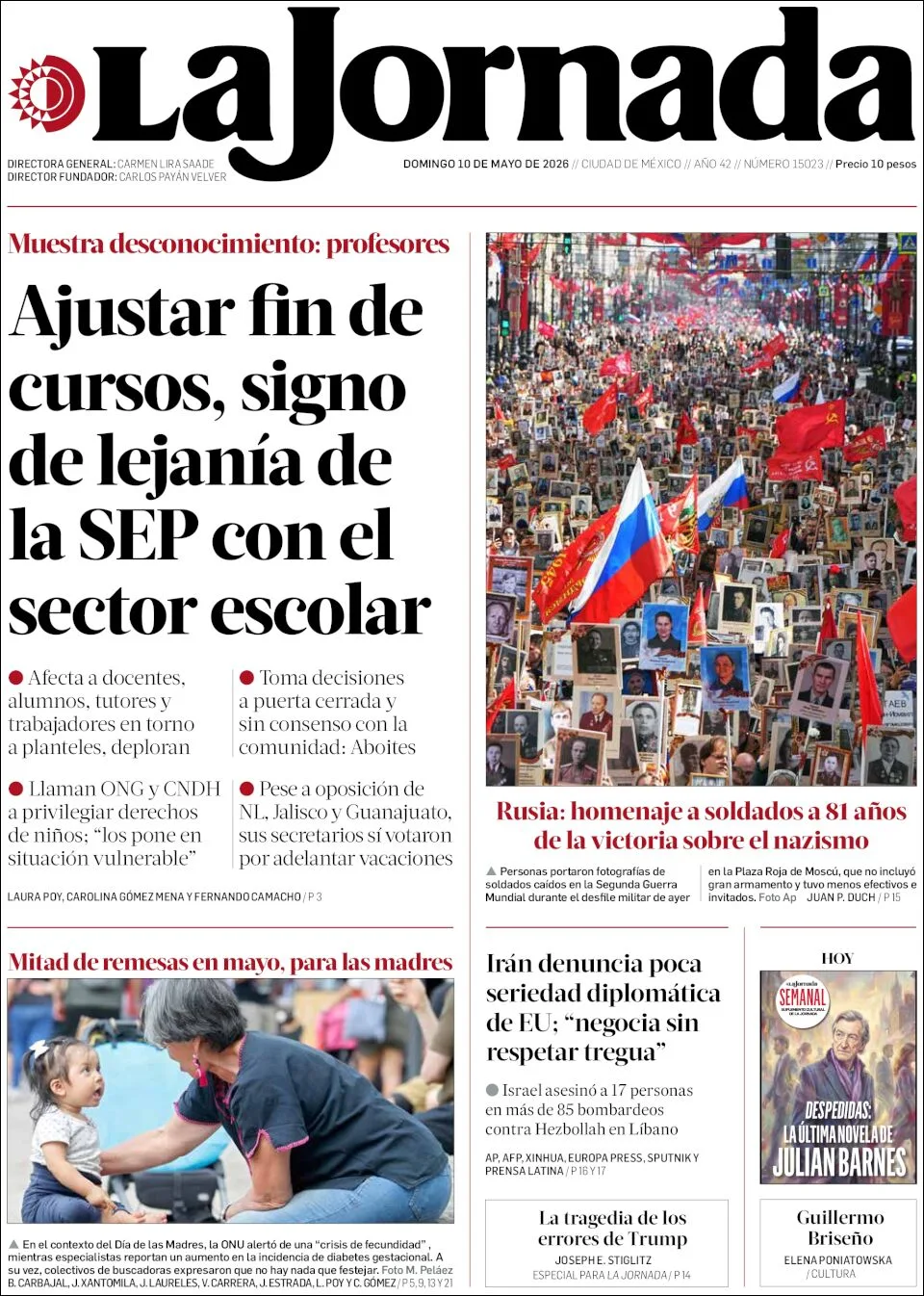 Portada de La Jornada