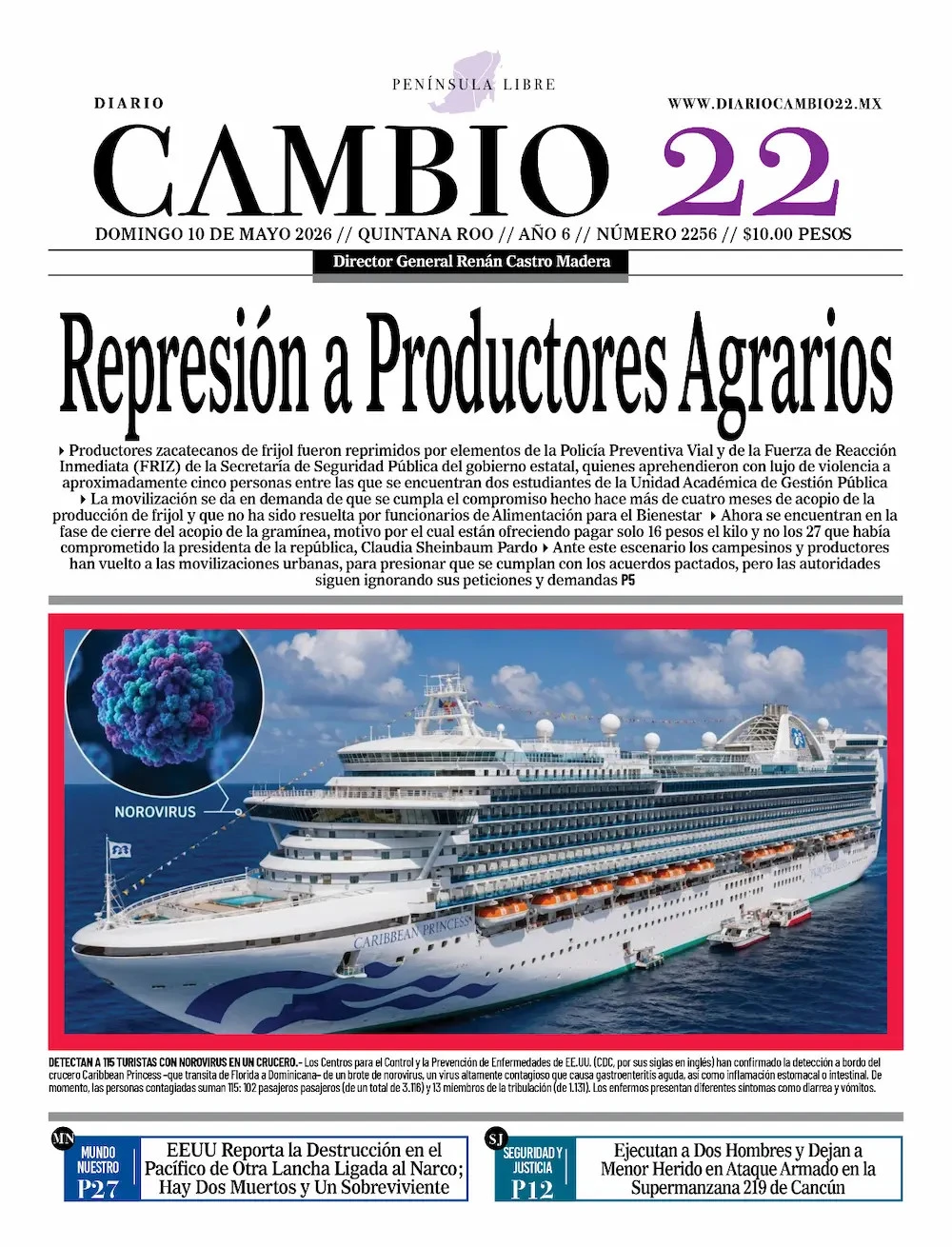 Portada de Diario Cambio 22 (contraportada)