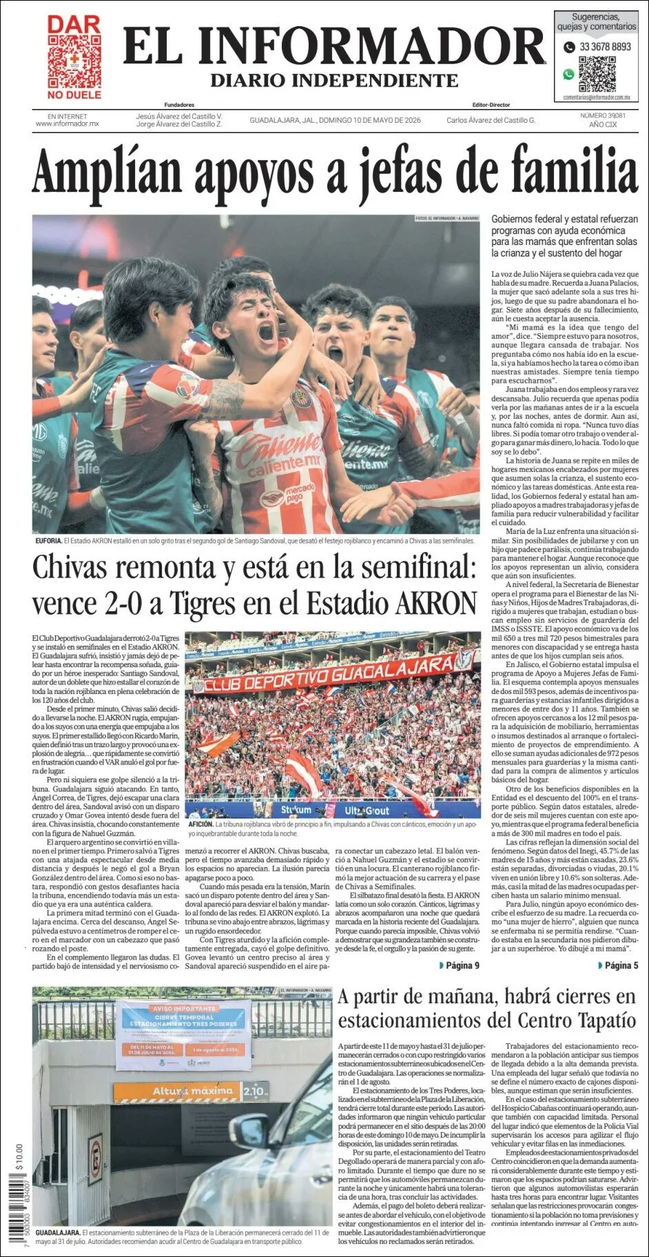 Portada de El Informador