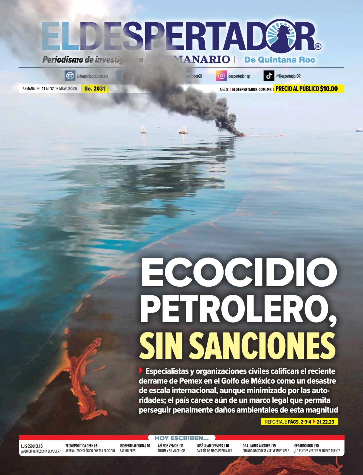 Portada de El Despertador de Quintana Roo del lunes, 11 de mayo de 2026