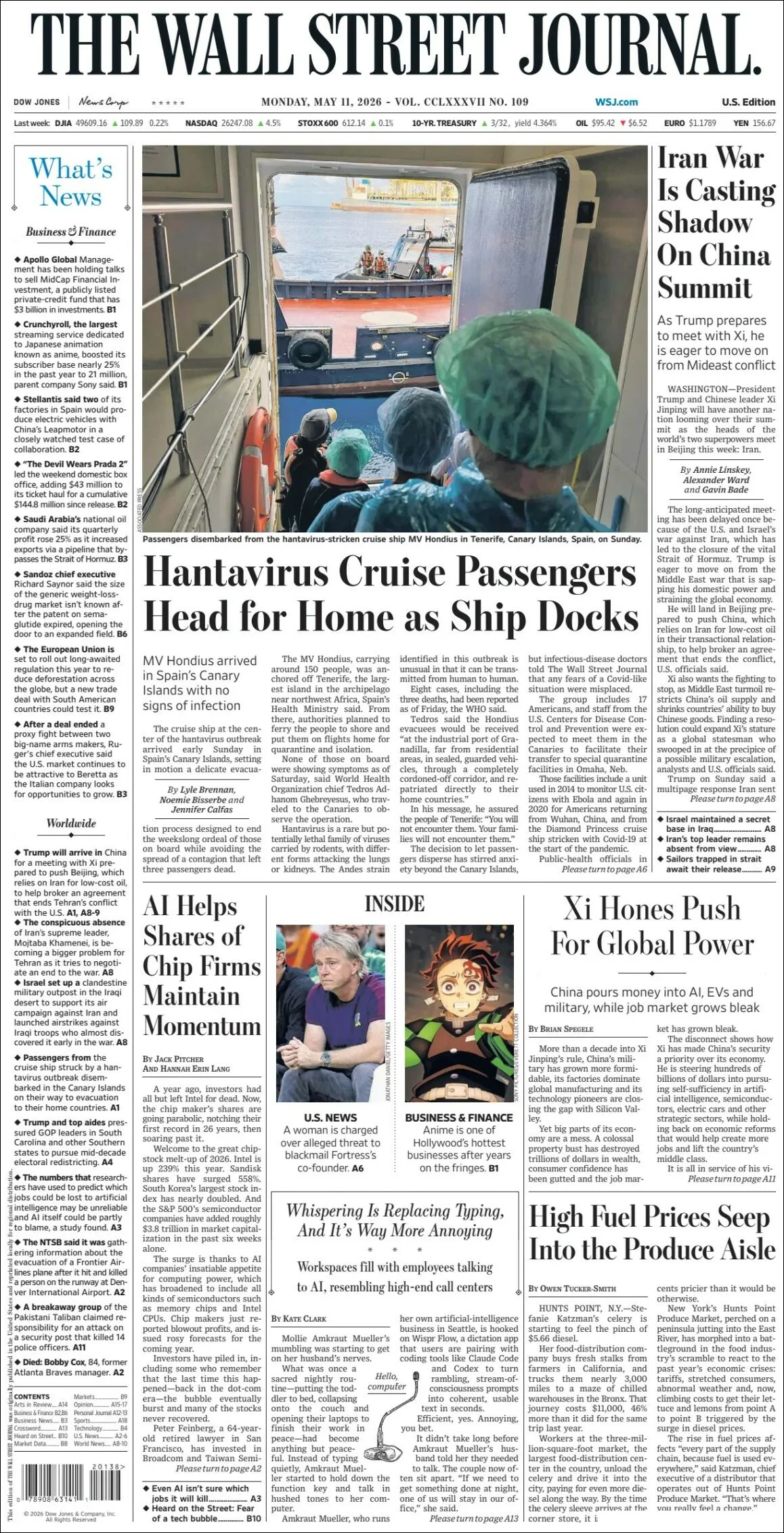 Portada de The Wall Street Journal