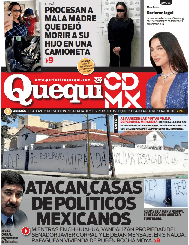 Portada de Quequi CDMX (contraportada) del lunes, 11 de mayo de 2026