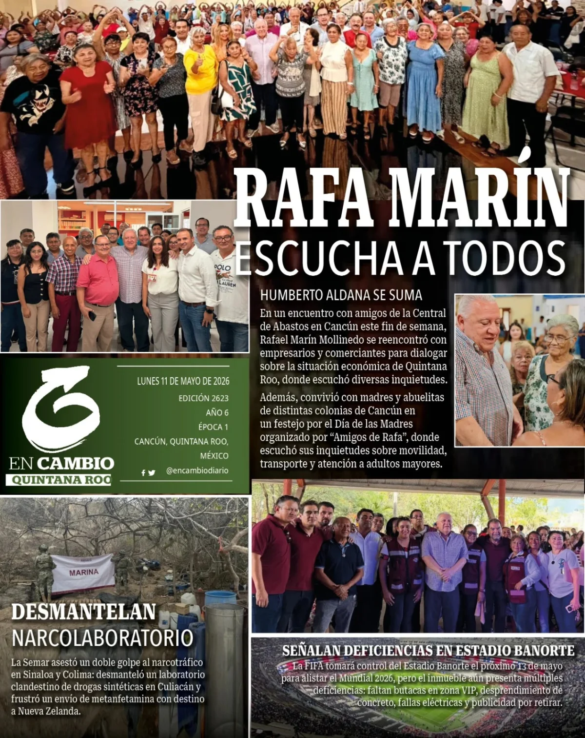 Portada de En Cambio - Quintana Roo (contraportada) del lunes, 11 de mayo de 2026